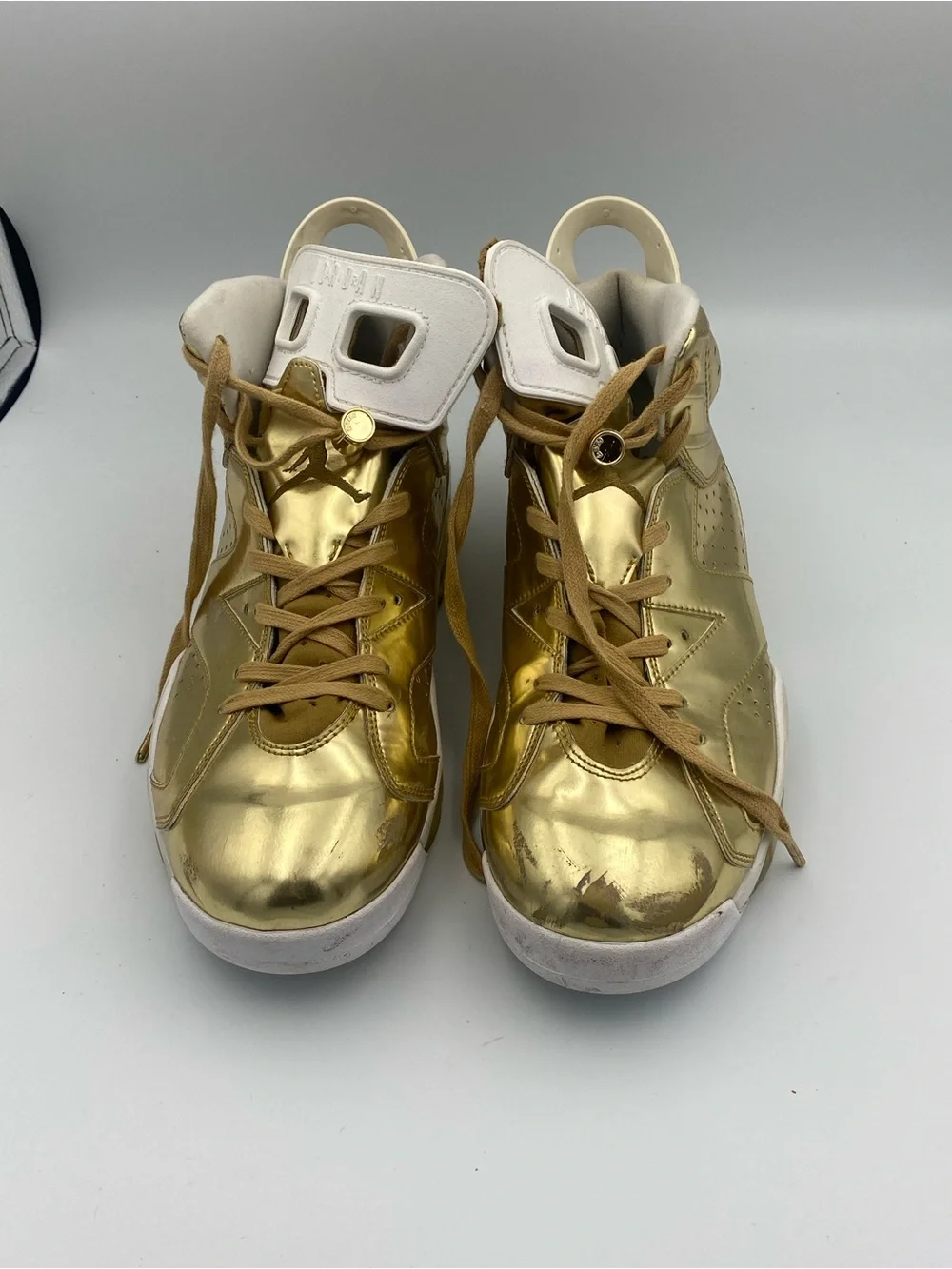 Jordan Metallic Gold High Top Sneakers with White Interior